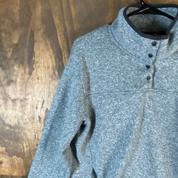 Eddie Bauer Womens Sweatshirt Gray Radiator Fleece Snap Mock Neck Large - Picture 4 of 12